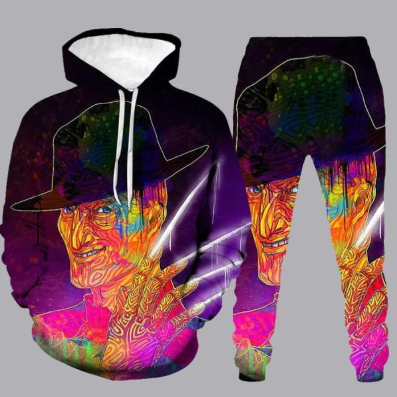 

2021 Модный популярный новый мужской комплект с 3D толстовкой, Модный Полный комплект с 3D-принтом и изысканным рисунком, Мужская Уличная одежд...