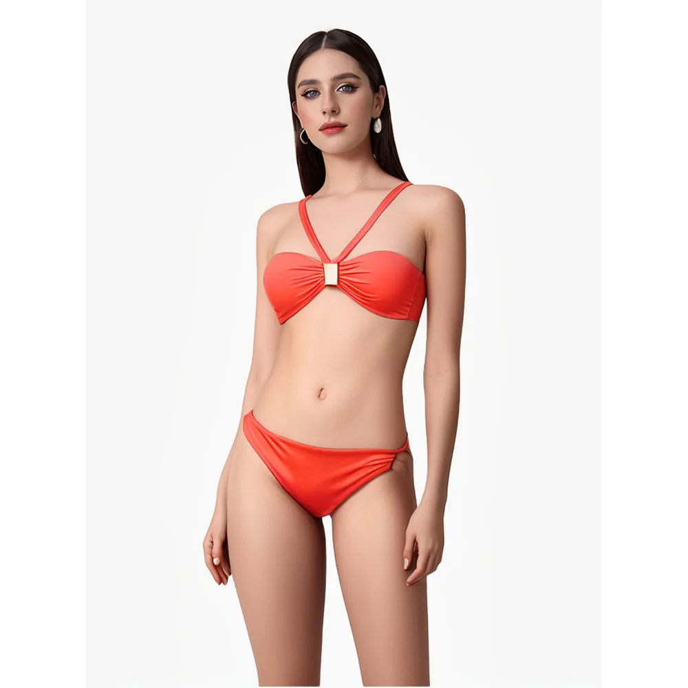 Женский комплект бикини с треугольными завязками сексуальный купальник из двух