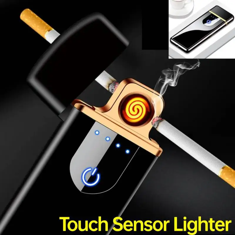 USB Rechargeable Electric Windproof Lighters Metal Lighter Fun Toy for Men Festival Christmas Gifts Smoking Accessories (NO Gas) |