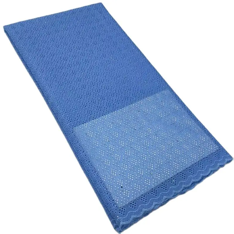 

Latest African Cotton Lace Fabric 5 Yards Pure Color Embroidery Nigerian Swiss Voile Lace For Party Dress Sewing