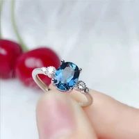 natural topaz ring 68mm london blue topaz fine jewelry for women wedding engagement gift real 925 sterling silver
