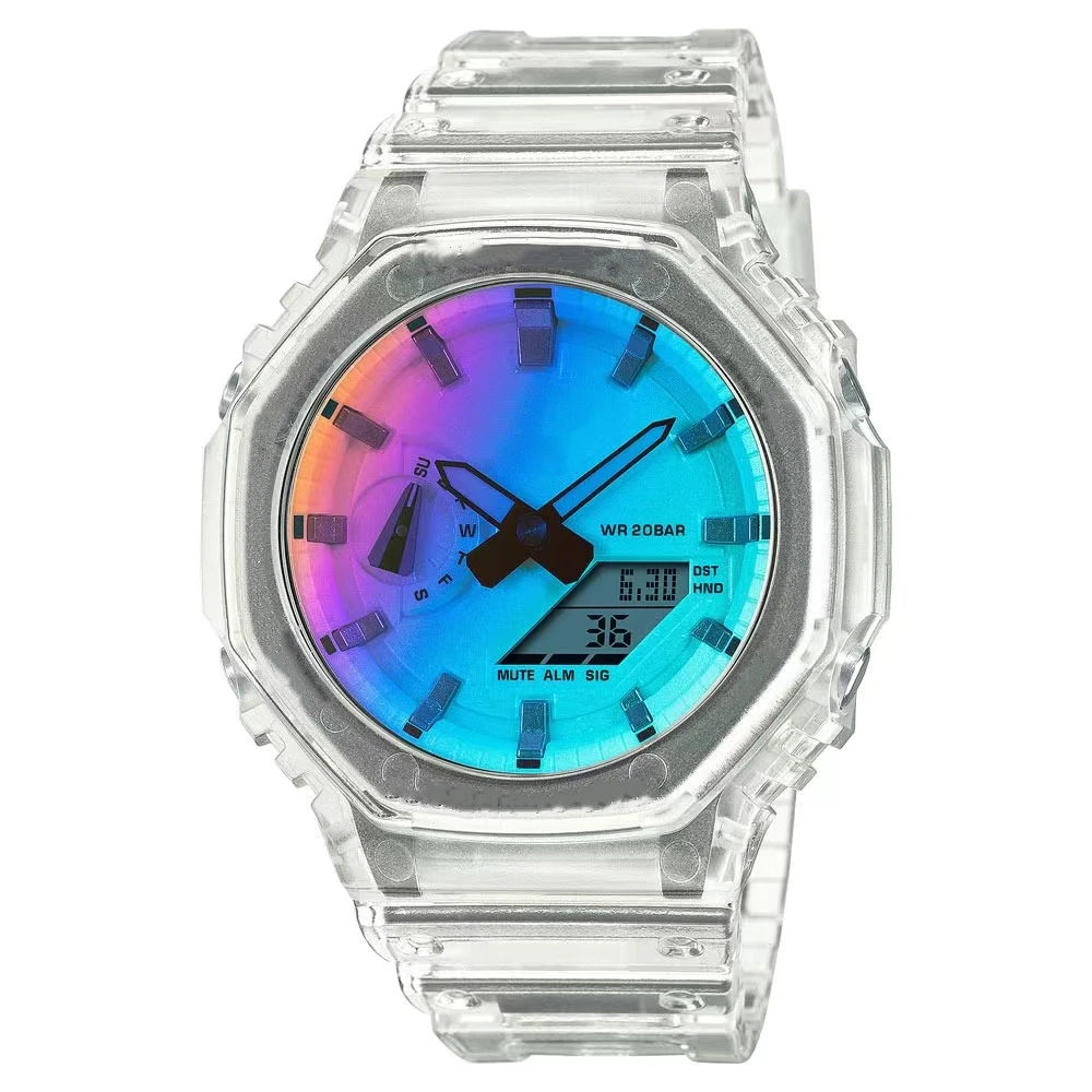 Men's Sports Quartz Digital Watch 2100 Full Function LED Waterproof Automatic Hand Raise Light World Time Oak Series 11 Colors