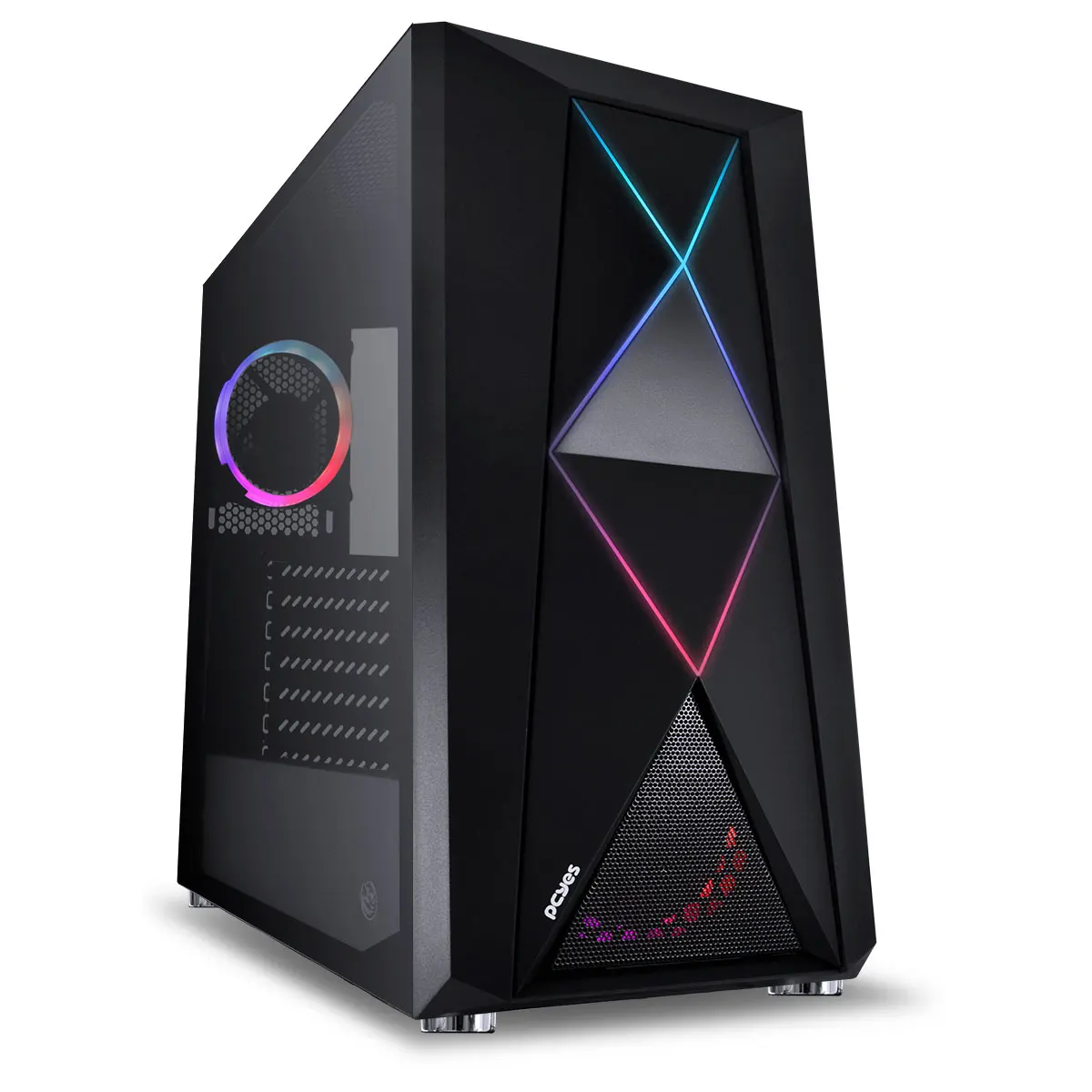 

MID-TOWER DIMENSION BLACK CABINET WITH LED AND REAR FAN RGB-SIDE IN TEMPERED GLASS-DIPTRGB1FCV