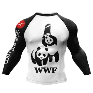CODY LUNDIN Panda Jiu jitsu Bjj Long Sleeve Rashguard Comppression Gym Bodybuilding Sports Sublimated t-shirts MMA Club Uniform