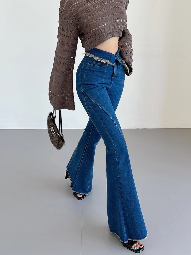 

Sweet American Style High Waist Flare Pants Denim Jeans For Women In Spring And Autumn Cowboy Women Fashion Korean QZ0O