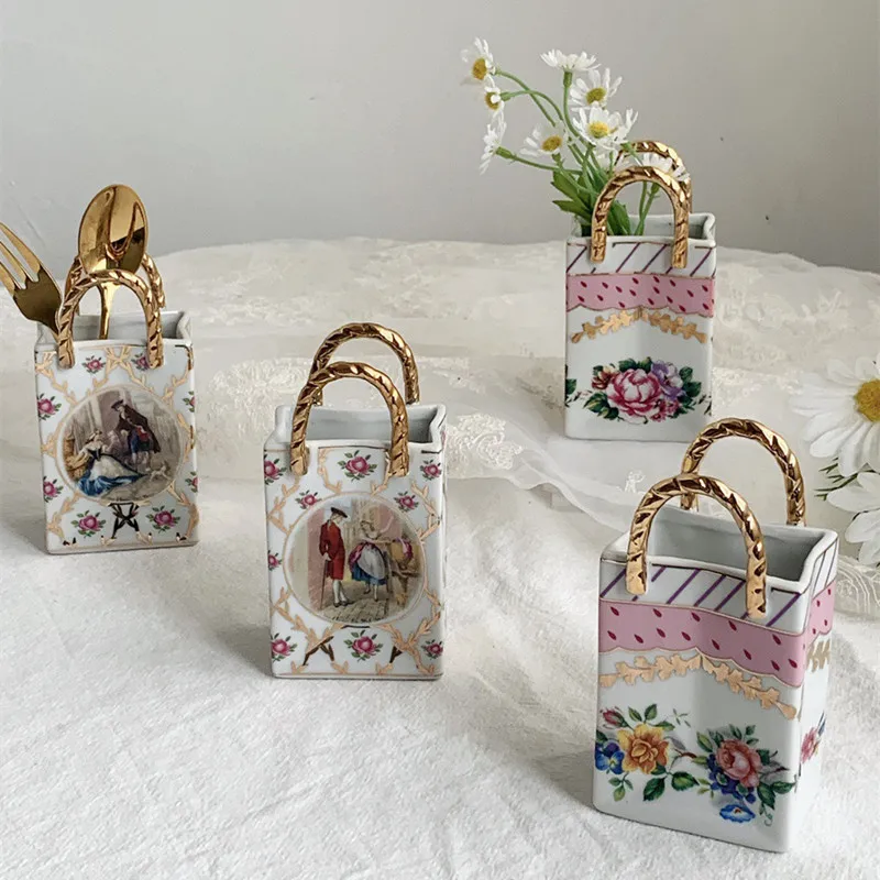 Корзина ваза-цветок в американском дворцовый ретро-стиль с позолотой для