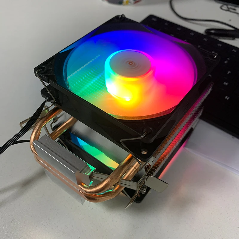 Фото Кулер для процессора 90 мм, 3/4-контактный кулер для процессора Intel LGA 1150 1151 1155 1200 1700 1366 AMD AM3 AM4 №5