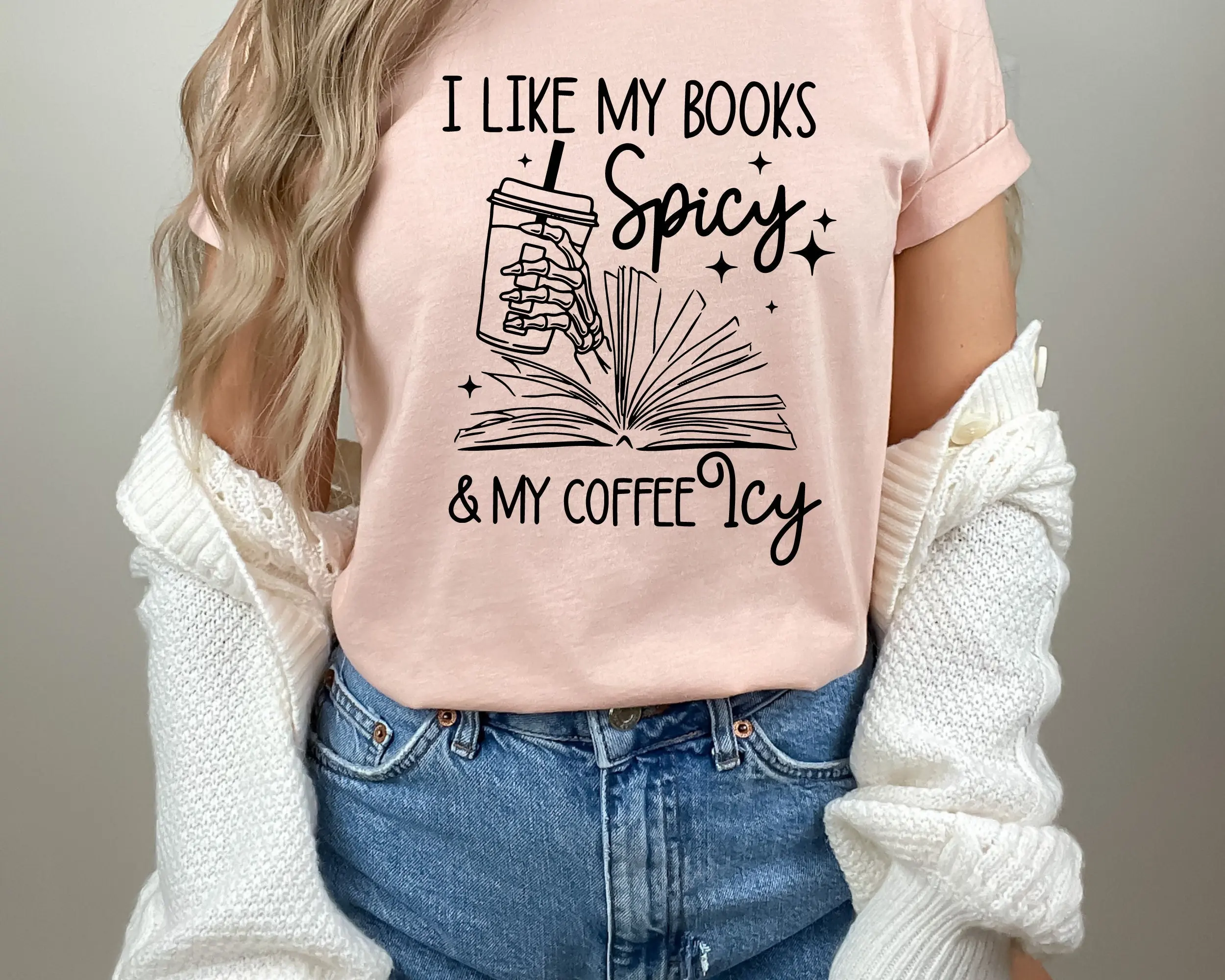 Мне нравятся мои книги Пряная и кофейная ледяная футболка книга для влюбленных