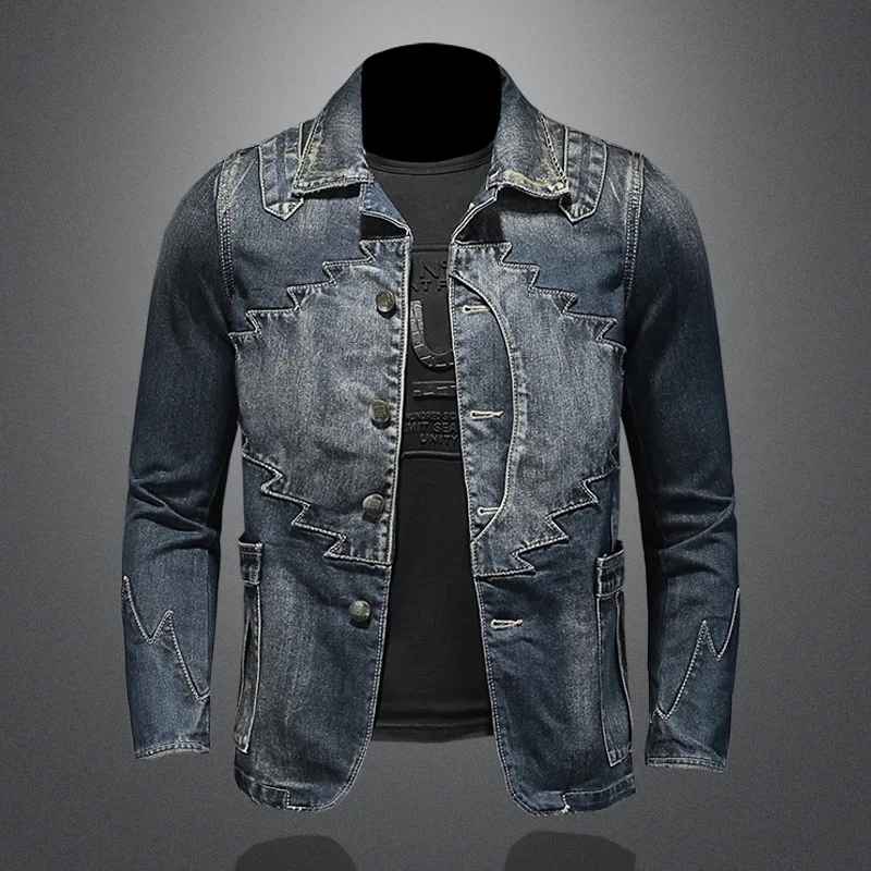 

Spring Autumn Denim Jacket Men Four Seasons Denim Jacket Men Trend Personality Design Suit Denim Jacket Men Denim Jacket Men
