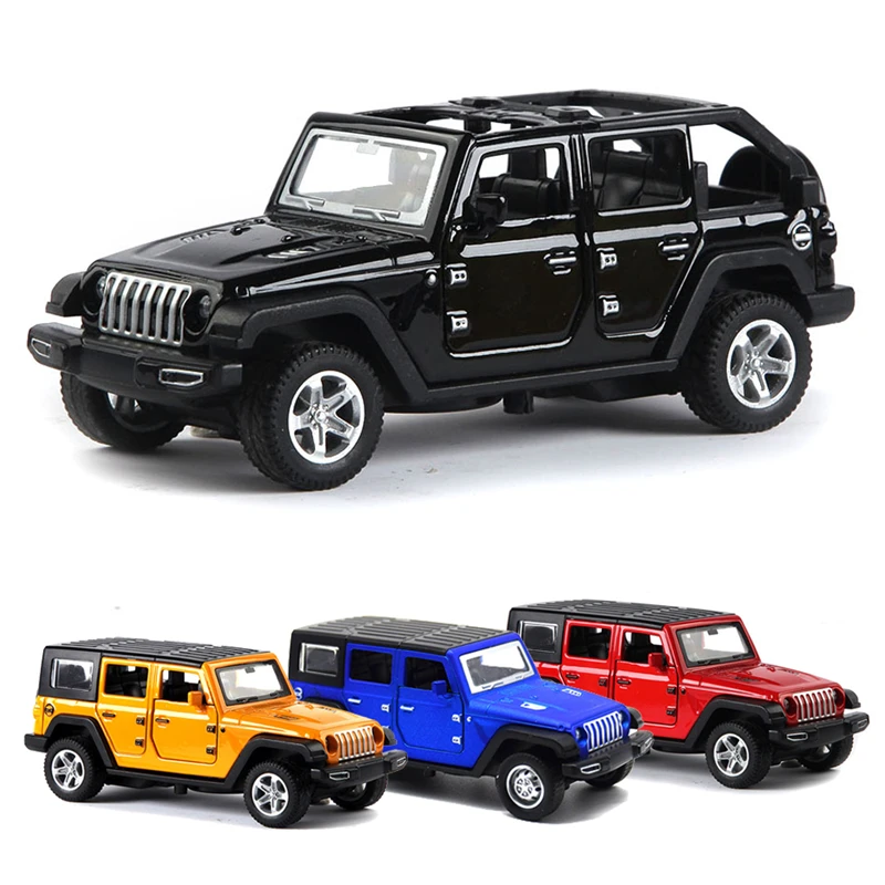 

Модель автомобиля JEEPS Wrangler из сплава, Литые и игрушечные транспортные средства, 1:36, имитация внедорожника, украшение для игрушечного автомо...