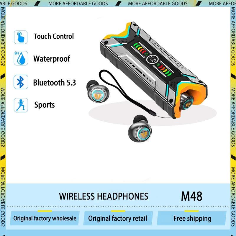 

M48 TWS Wireless Headphones Mecha Bluetooth Earphones 9D Stereo Sports Waterproof Earbuds Headset With Mic For All Mobile Phones