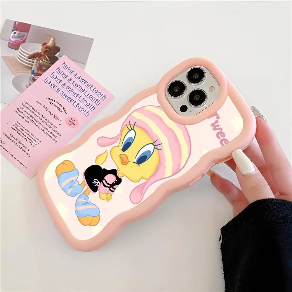 Funny Tweetys Bird Hot Cute Phone Case Pink Girls New Wave Corners Macaron For IPhone 16 15 14 13 12 11 X Vivo Samsung Op