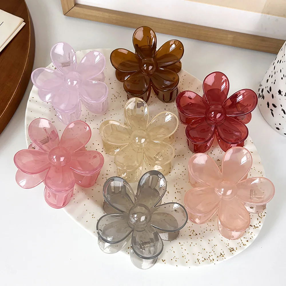 Translucent Colorful Flower Hair Grab Clip Small Refreshing Resort Headdress Side Clip