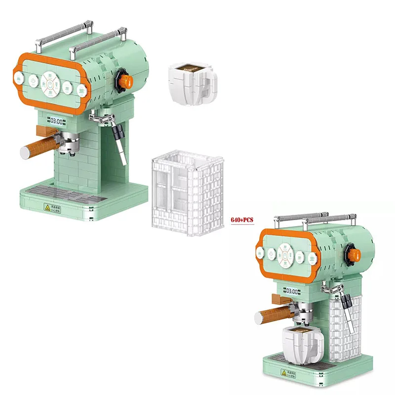 

MOC Mini Building Block Creative Coffee Maker Retro Modern Machine Assembling Model Building Block Toys For Children's Gifts