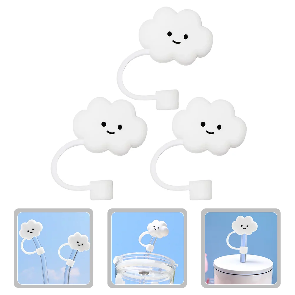 

3 Pcs Straw Caps Covers Silicone Straw Reusable Plugs Straw Tumbler Straws Cloud Straw Dust Plug Ingredients Cute Straws