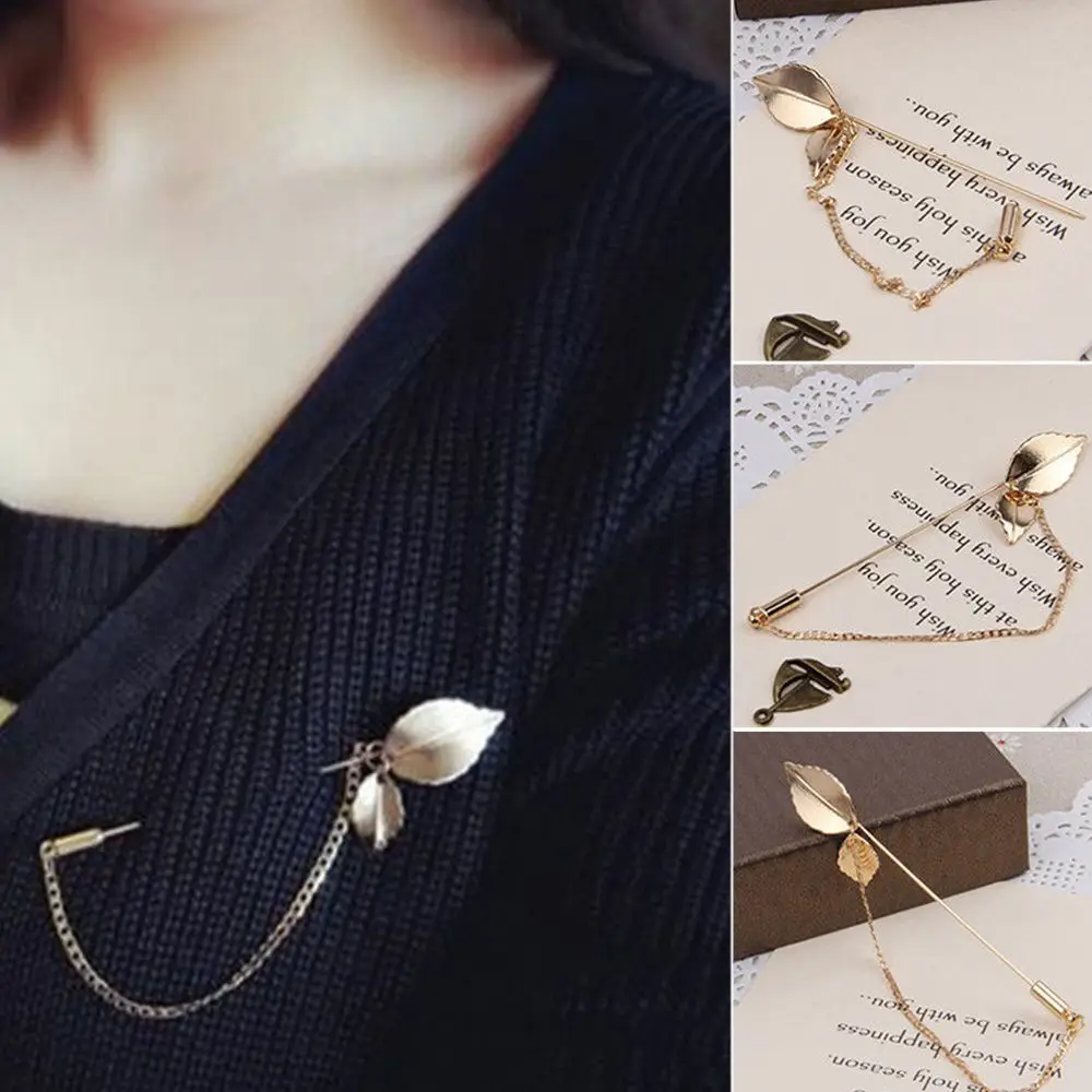 

Elegant Charm Retro Women Man Leaf Brooch Gift Collar Suit Pin Fashion Jewelry