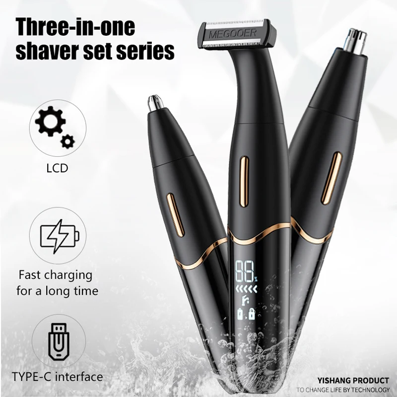 

Electric Shaver Men Facial Body Shaving Kit Nose Hair Trimmer Body Grooming Clipper For Men Rechargeable Razor 3 in 1 Trimmer