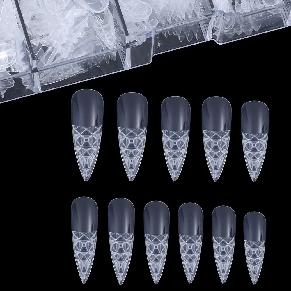 

500pcs False Nails Set Trapezoid Square Artificial Press on Nails False Tips Coloured Glaze Design Stiletto