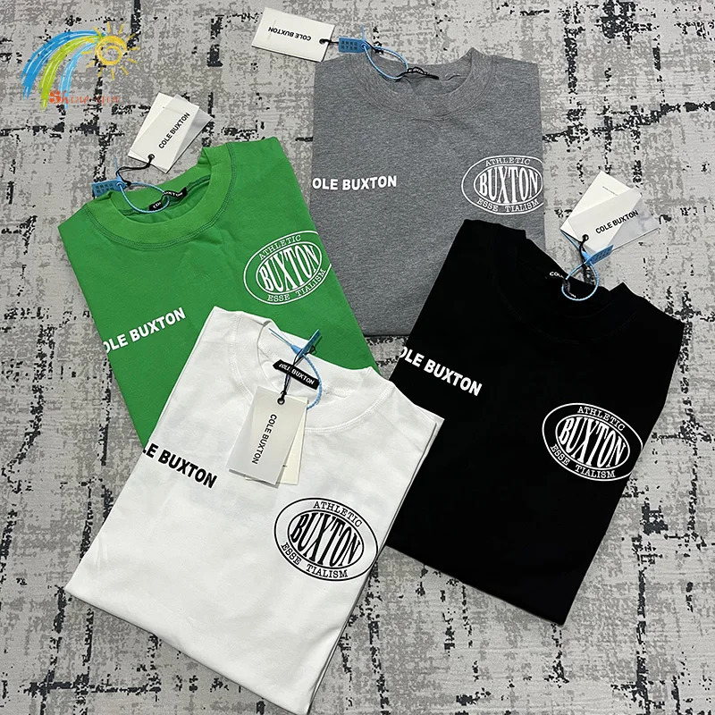 

Green Gray Black White Casual Loose Cole Buxton T-Shirt Men Women 1:1 Tags Heavy Fabric Classic LOGO Slogan Printed Top Tee