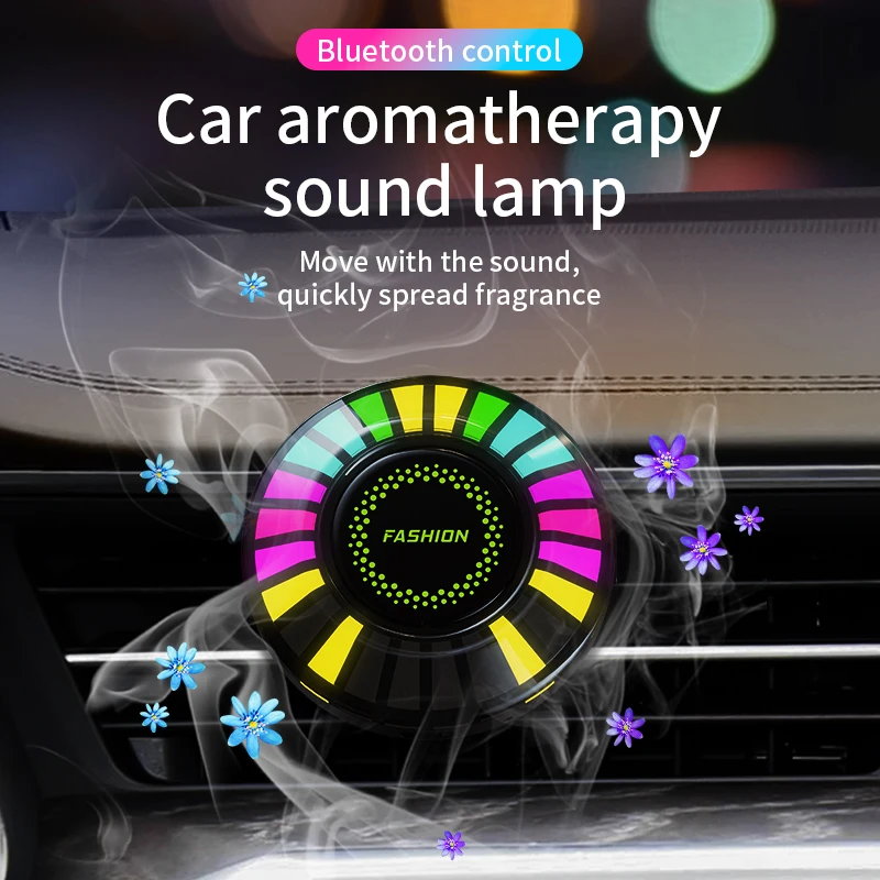 

24 LED Light RGB Sound Control Voice Rhythm Ambient Pickup Lamp For Car Diffuser Vent Clip Air Fresheners Fragrance APP Control