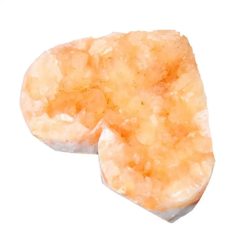 

Yellow Crystal Cluster Heart Shape Collectible Natural Citrine Gemstone Yellow Heart Crystal Stone Home Decoration Gemstone