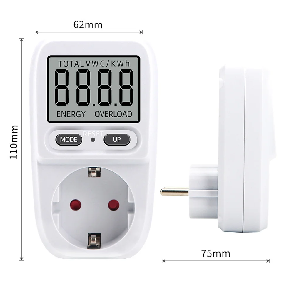 

AC 230V EU Digital LCD Power Meter Wattmeter Socket Energy Meter Socket Electric Tester Kwh Measuring Outlet Power Analyzer