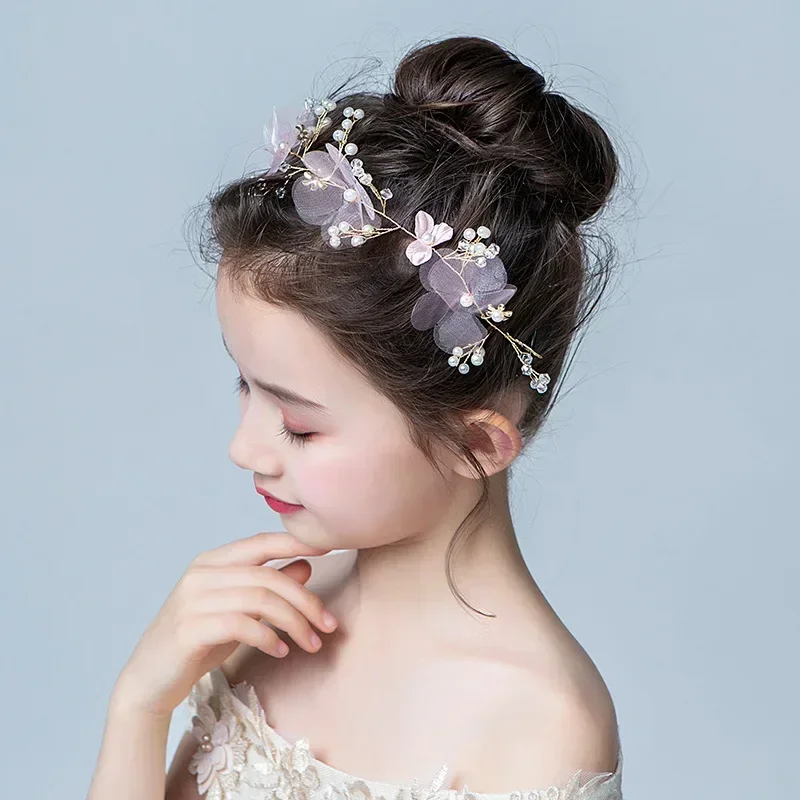 Детский венок головные уборы для девочек аксессуары волос тканевый жемчужный