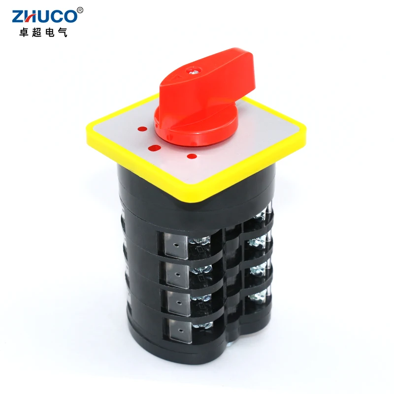 

ZHUCO LW5D-16/D1044.4 16A 500V 3 Position 4Pole 16 Screw Silver Contact Elecrical Rotary Selector Transfer Changeover Cam Switch