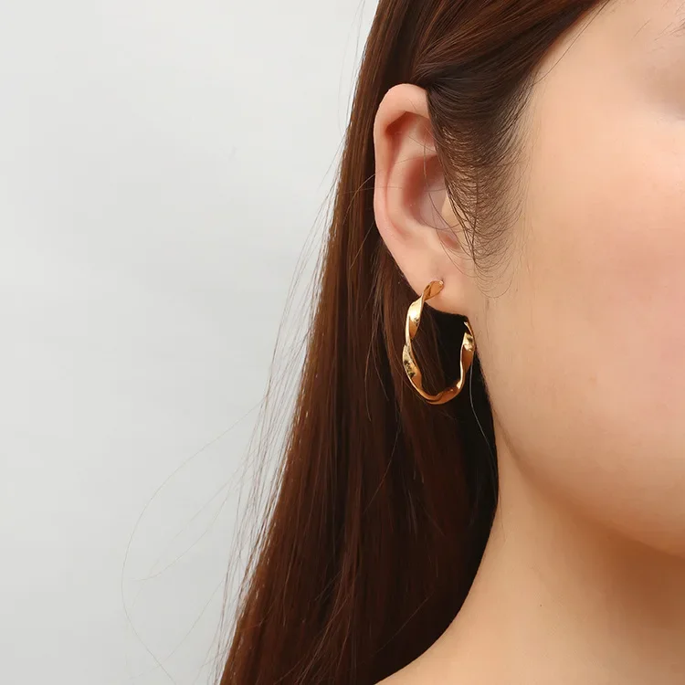 Showfay простые шикарные серьги-кольца из нержавеющей стали золотого цвета для