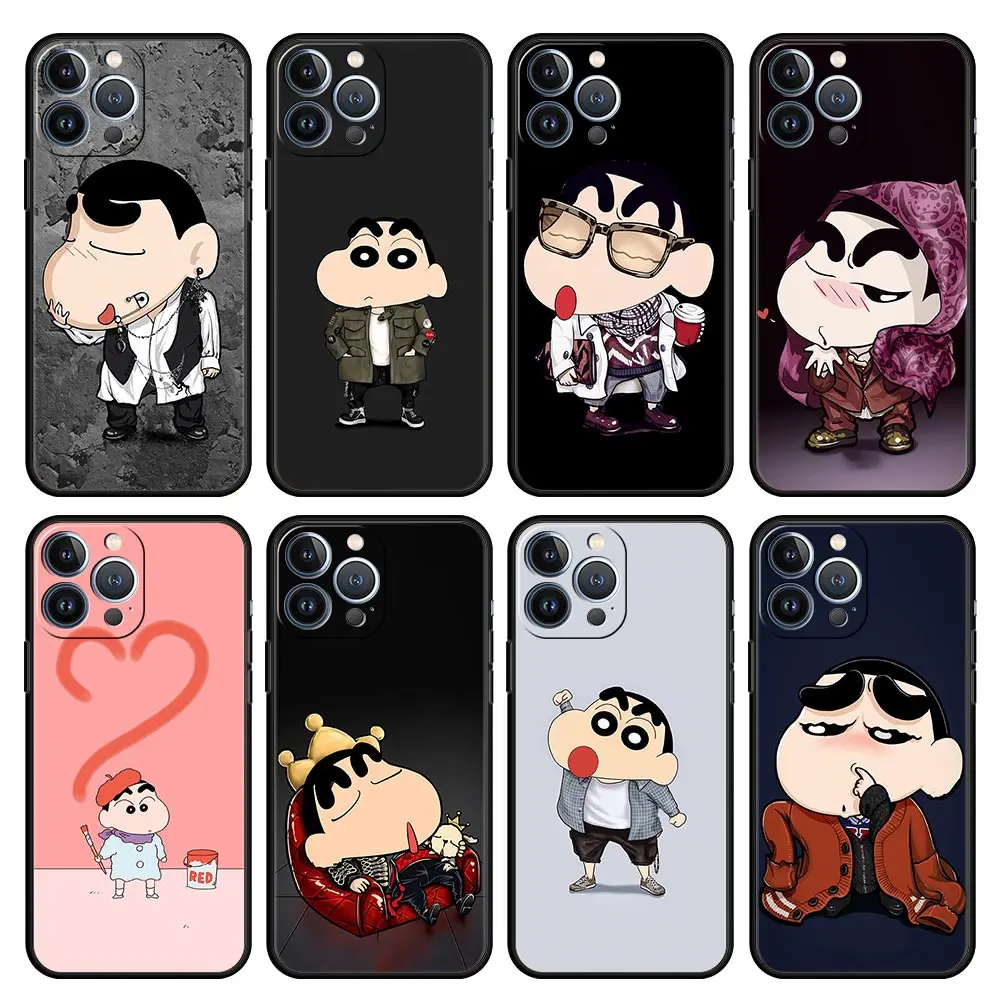 

Crayon Shin-Chan Cool Soft Case For iPhone 11 7 13 Pro Max 12 XR X 7 Plus 6 12Mini XS Max 13Mini 5 6S 8 Silicone Phone Cover