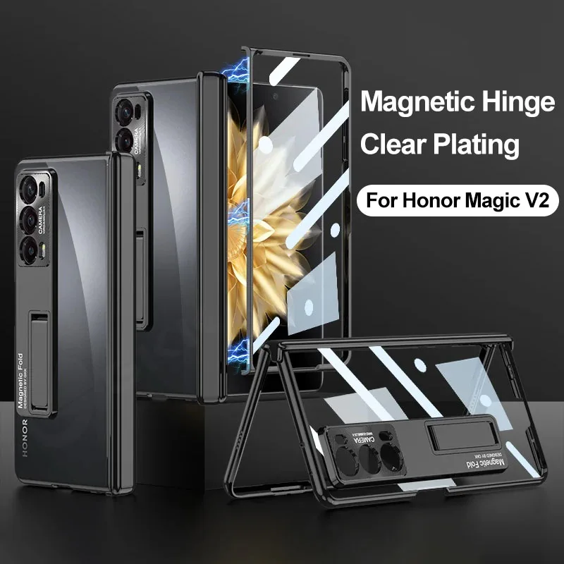 Роскошное покрытие прозрачная искусственная кожа для Honor Magic V2 магнитный шарнир