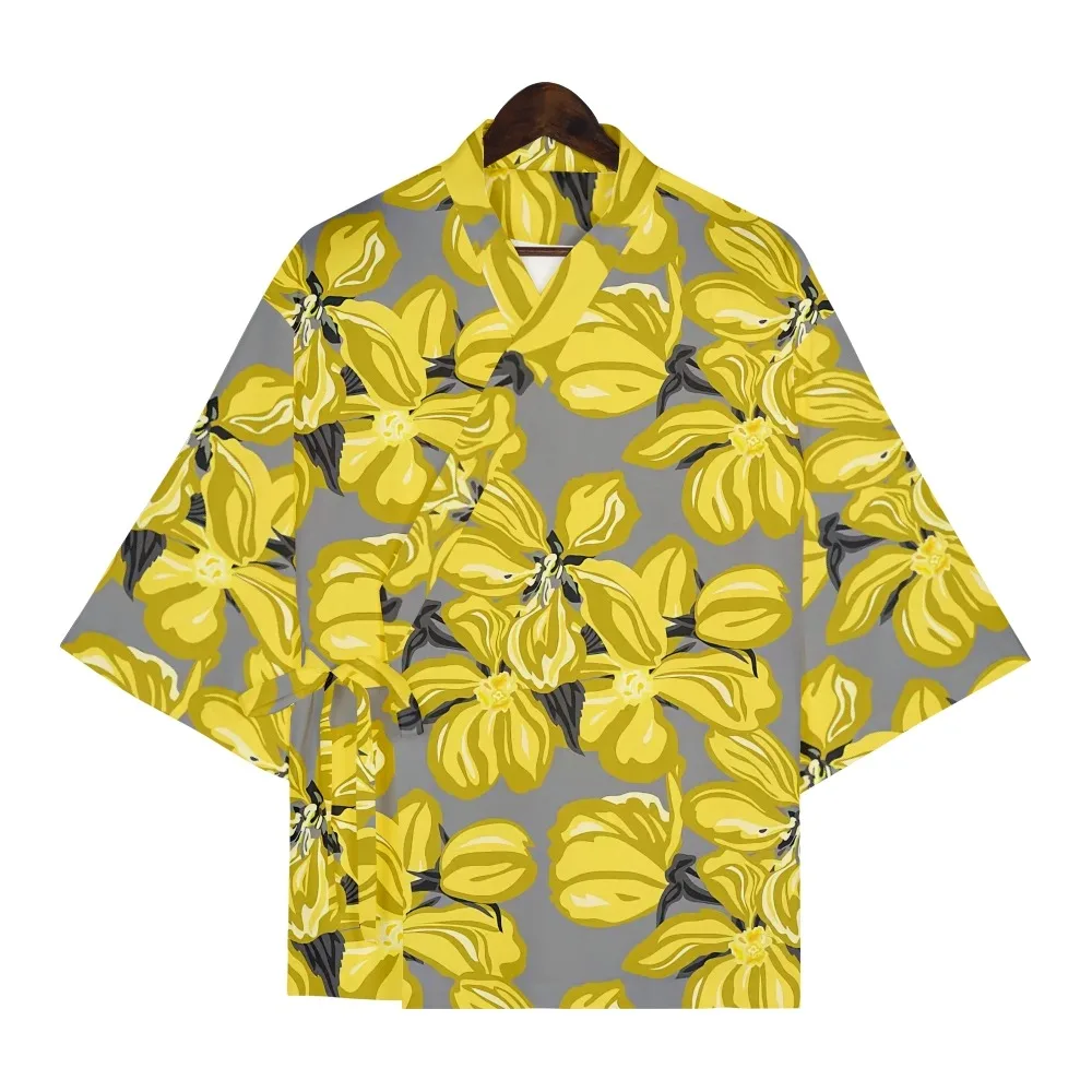 

Japanese style pattern Kimono men's Loose Short sleeve Beach top kimono men's fashion Japanese Clothes