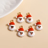 10pcs cartoon santa claus charms for jewelry making enamel christmas charms pendants for diy necklaces earrings crafts supplies