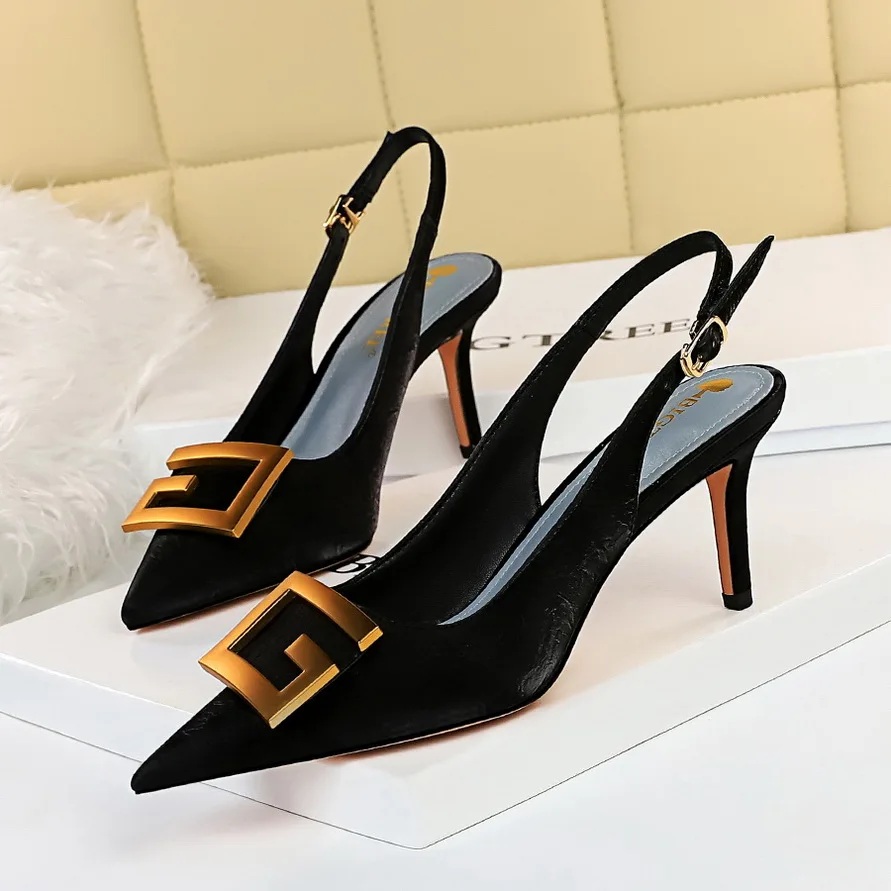 

Women's Shoes Slingback Pumps With Back Straps 7CM High-heeled Shoes With Pointed Sandals Hollow Fashion Hollowed-out heels Shoe