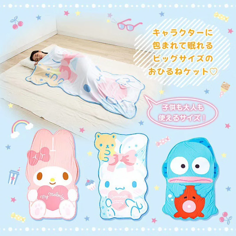 

Kawaii Cartoon Sanrioed My Melody Blanket Cinnamoroll Hangyodon Air Conditioner Blanket Super Soft Lunch Break Quilt