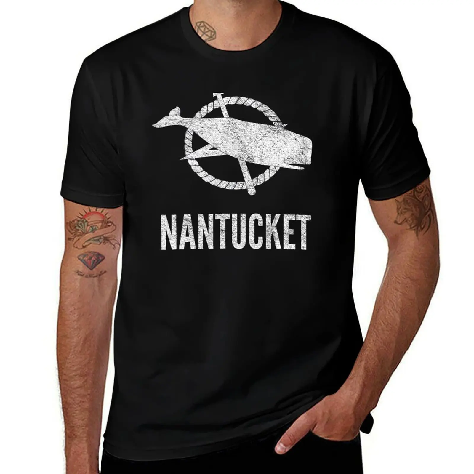 Фото Футболка с принтом MASSACHUSETTS, мужская роскошная рубашка NANTUCKET, рубашка на заказ MOBY DICK, футболка №1