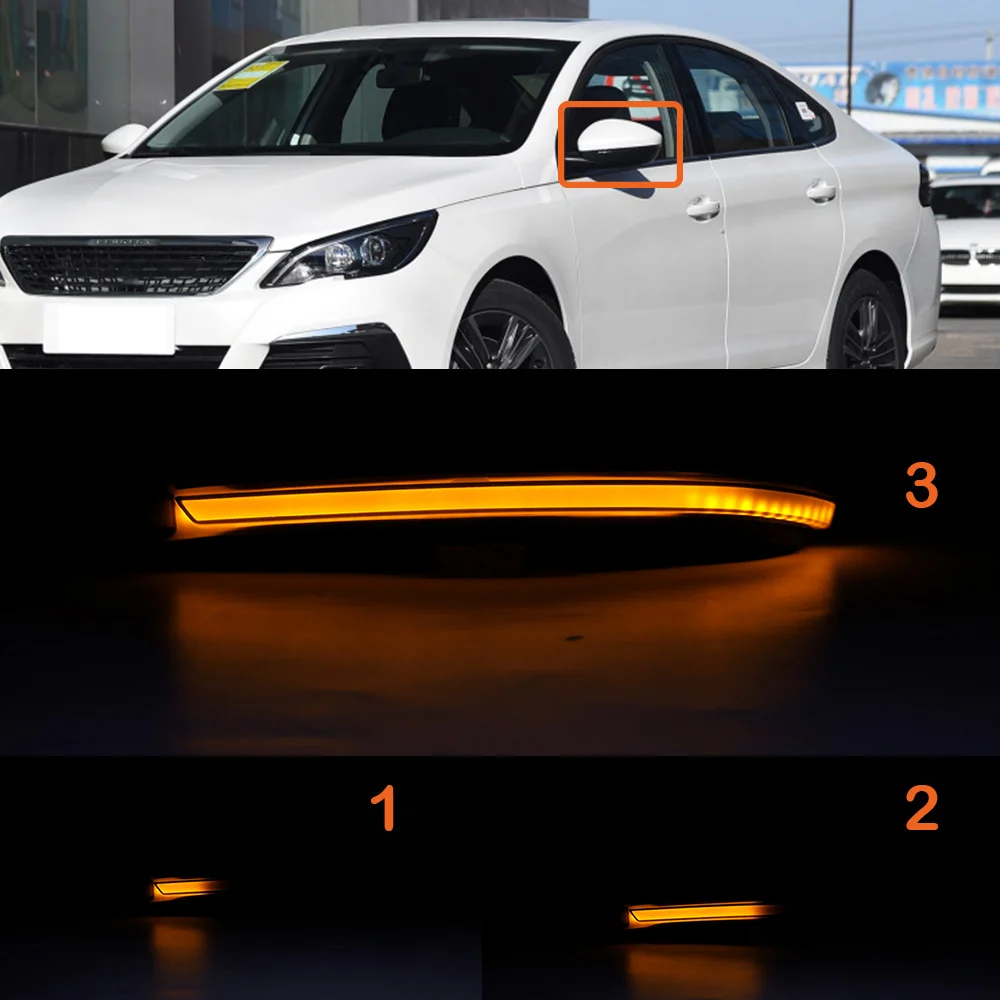 2X динамическая зеркальная задняя сторона для Peugeot 308 II SW 2013 2014 2015 2016 2017 2018 2019