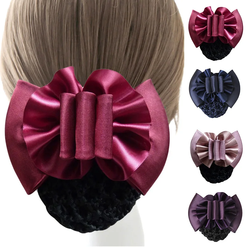 

Satin Ribbon Hair Clip Ladies Solid Ribbon Hairgrips Hair Clips Cover Ponytail Holder Snood Stewardess Girls Accessories
