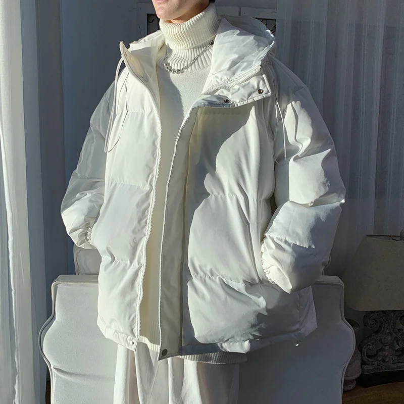 Winter Jacket Men Warm Fashion Oversize Thicken Hooded Down Jacket Men Streetwear Korean Loose Thick Short Coat Mens Parker