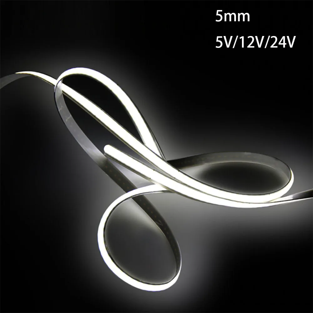 5V 12V 24V 5mm COB Led Strip Flexible Light Bar Warm White for Decor Lighting 3000K 4000K 5700K images - 6
