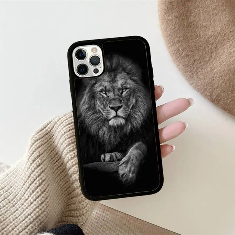 lions animal Phone Case Silicone PC+TPU Case For iPhone 14 11 12 13 Pro Max 8 7 6 Plus X XR Hard Fundas
