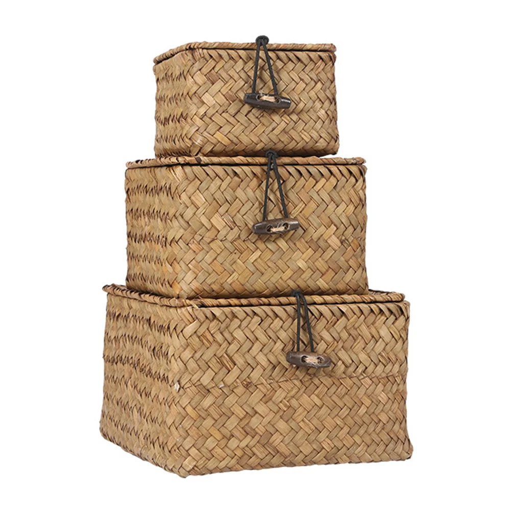 

Basket Storage Baskets Wicker Woven Hyacinth Seagrass Bin Bins Cube Laundry Straw Organizer Sundries Rattan Forlid Water Jute