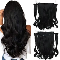 dansama 18inch synthetic fish line clips in hair extensions clip in curly wavy hair extension 180g synthetic women hairpieces