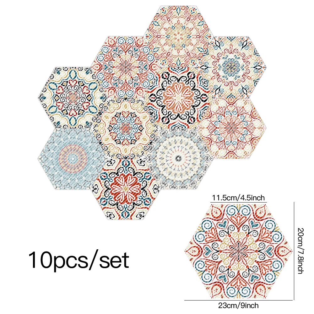 Наклейки на пол с шестигранной черепицей в стиле мандалы наклейки для кухни