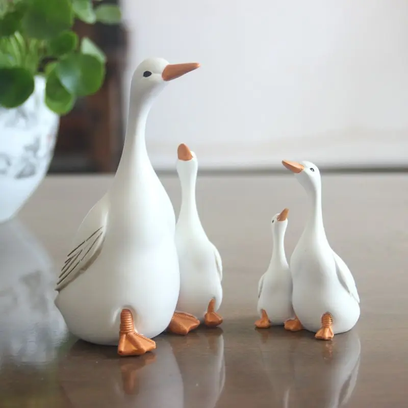 Garden Ornaments Simulation of Cute Mother and Son Duck Garden Decorative Micro Landscape Ornaments Resin Craft Gifts