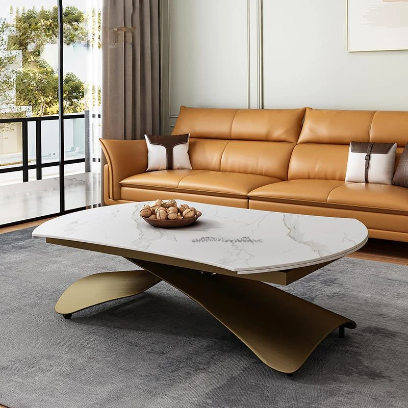 

Multifunctional Rotating Round Rock Board Dining Table For Small Apartment Space-Saving Furniture Living Room Coffee Table