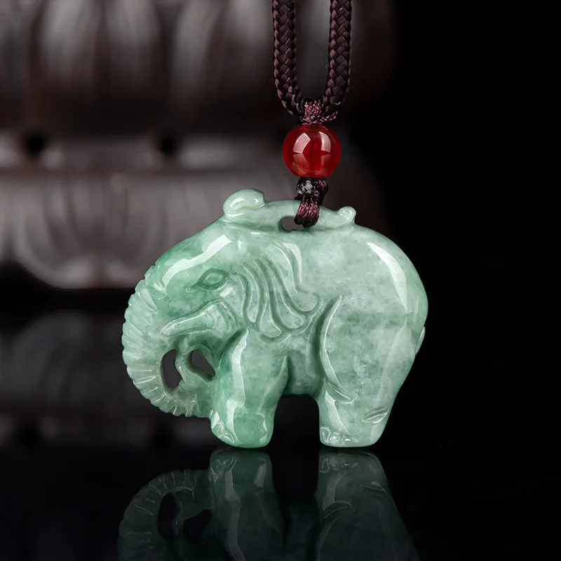 

Hot Selling Natural Hand-carve Jade Elephant Necklace Pendant Fashion Jewelry Men Women Luck Gifts