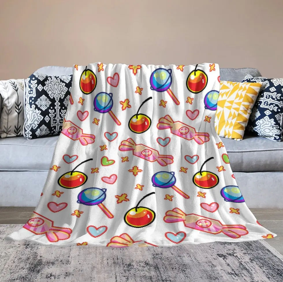 

Throw Blanket Microfiber Bed Blanket All Season Flannel Blanket for Couch Chair Living Room Pixel Food
