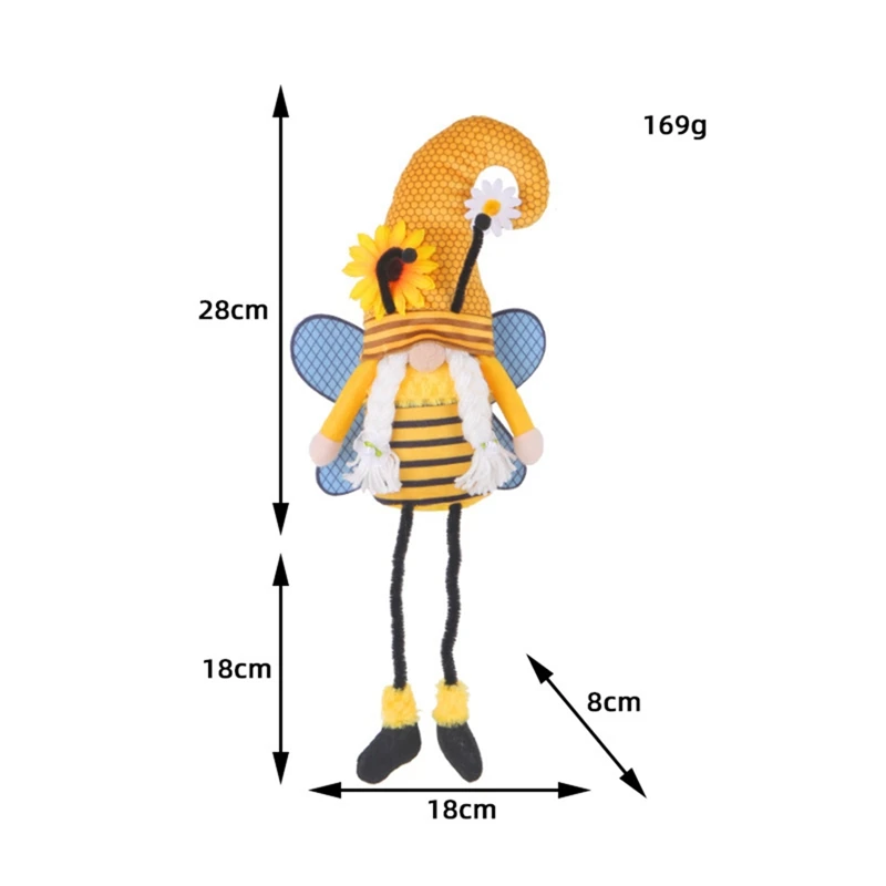 Гном Шмель с подвесными ножками весенне-летний гном в виде подсолнуха и пчелы для