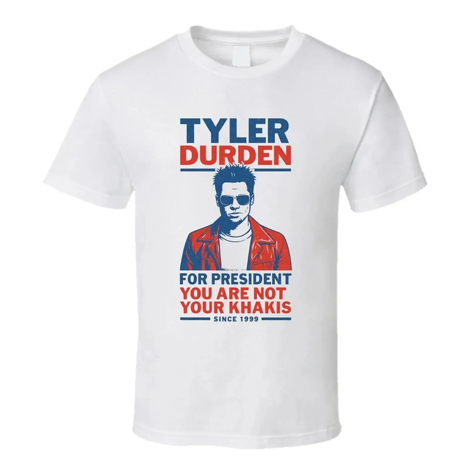 Фото Футболка Tyler Durden You Are Not Your Khakis 1999 For President, винтажная, с эффектом потертости, универсальная, стильная №1
